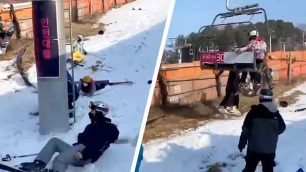 Skilift in Zuid-Korea slaat op hol en gooit hem vol in z'n achteruit