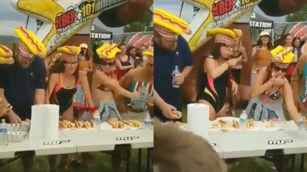 Hyperactieve ADHD-vrouw gaat he-le-maal los tijdens hot dog eetwedstrijd
