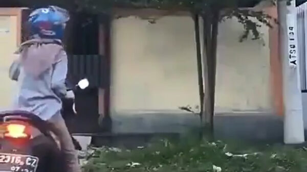 Truusje probeert haar scooter verticaal te stallen