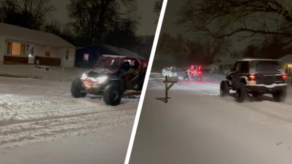 Ooit geweten dat je met je boot door de besneeuwde straten kunt knallen?