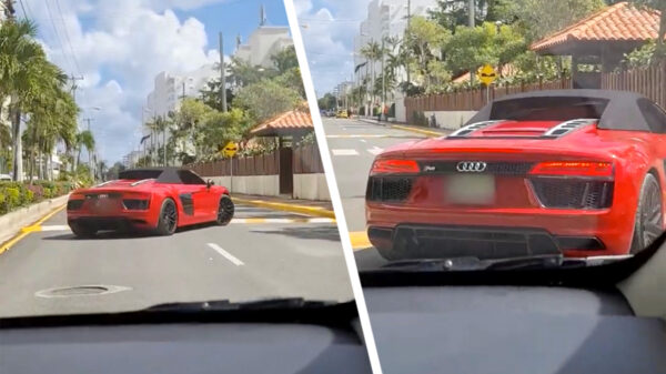 Bestuurder van Audi R8 kan niet echt lekker gas geven door ellendige verkeersdrempels