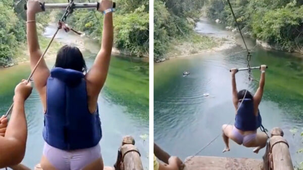 Tip van de dag: niet te snel loslaten als je van een kabelbaan gaat