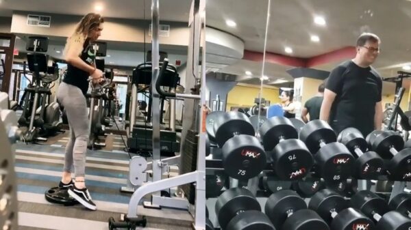 Een heleboel vreemde figuren die iets té hard gaan in de sportschool