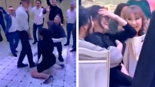 Secretaresse geeft zichzelf iets té bloot tijdens bedrijfsfeestje