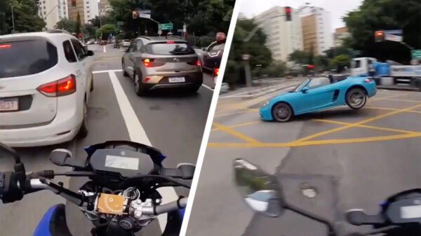 Porsche gaat een stukje vliegen als hij over het kruispunt jankt