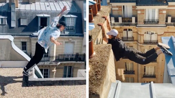 Ben Cante doet de 'Charlie Chaplin'-challenge en stuntelt over de daken