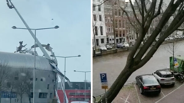 Compilatie van storm Eunice die over Nederland raasde en voor een recordaantal schademeldingen zal zorgen