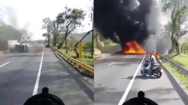 Heldhaftige Braziliaan redt chauffeur uit brandende vrachtwagen