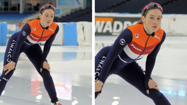 Ze ziet je wel gluren: ijskoningin Suzanne Schulting speelt met de camera