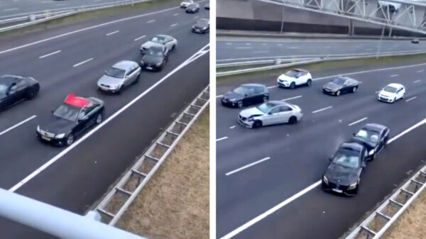 A16 bij Ridderkerk afgesloten nadat trouwstoet-idioten in dikke huurauto's ongeluk veroorzaken