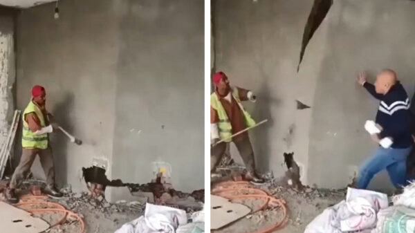 Uitvoerder heeft nog snel een handige tip om een muurtje te slopen