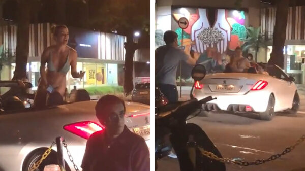 Uit de oude doos: bikinitop van aandachtstrutje getrokken nadat ze groepje mensen aanvalt