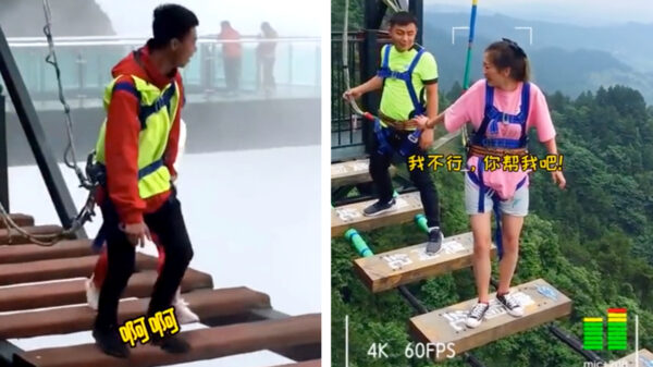 Toeristen in China worden op een overdosis adrenaline getrakteerd