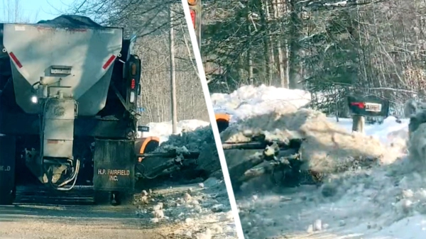 Jep, hij had het prima naar zijn zin op z'n eerste dag als sneeuwschuiver