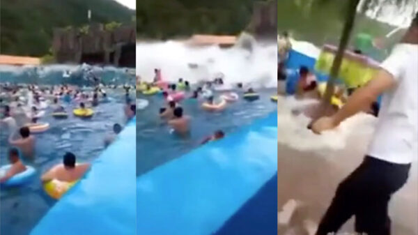 Deze tsunami in een Chinees golfslagbad is wellicht iets té realistisch