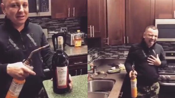 Het slechtste plan van vandaag: een wijnfles openen met een gasbrander