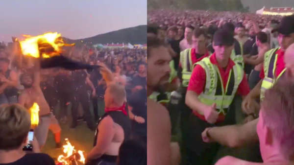 Brandje blussen in moshpit wordt onmogelijk gemaakt door springende festivalbezoekers