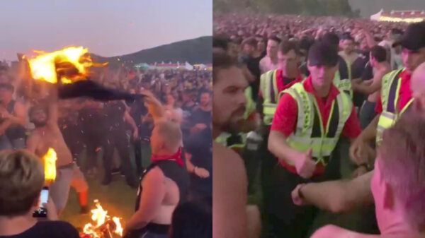 Brandje blussen in moshpit wordt onmogelijk gemaakt door springende festivalbezoekers