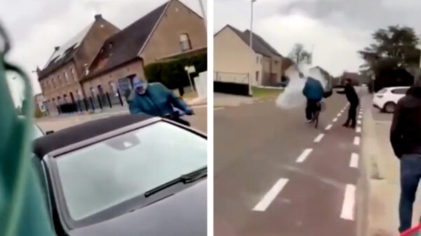 Een natte bak karma voor deze ordinaire Belgische autospuger