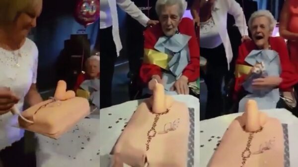 Oma wordt op haar 90ste verjaardag verrast met een smeuïge taart