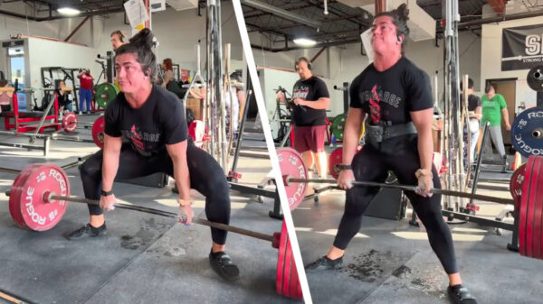 Gewichthefster geeft misschien iets té veel tijdens het deadliften