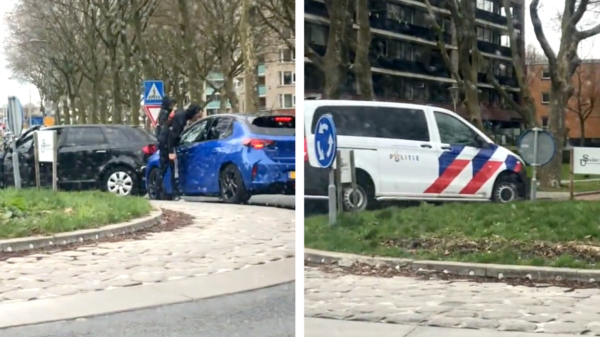Spugende automobilist op Rotterdamse rotonde krijgt een portie karma op z'n neus