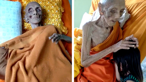 Dit is Luang Pho Yai, de 109 jaar oude boeddhistische monnik uit Thailand
