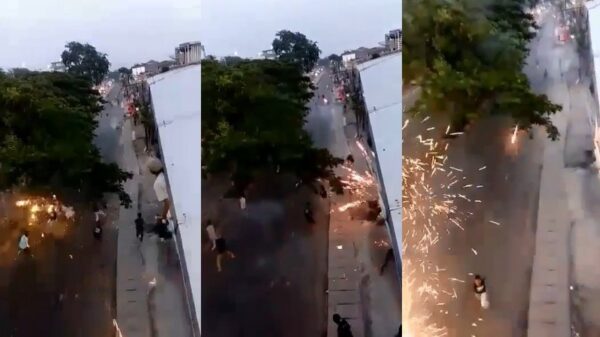 Straatgevecht wordt sierlijk opgelost met een lading vuurwerk