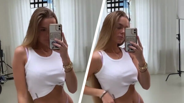 Lies Zhara laat broek op half 7 hangen om haar nieuwe onderbroek te promoten