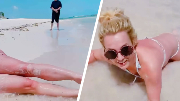 Britney zoekt weer eens de grenzen van Instagram op en krioelt over het strand