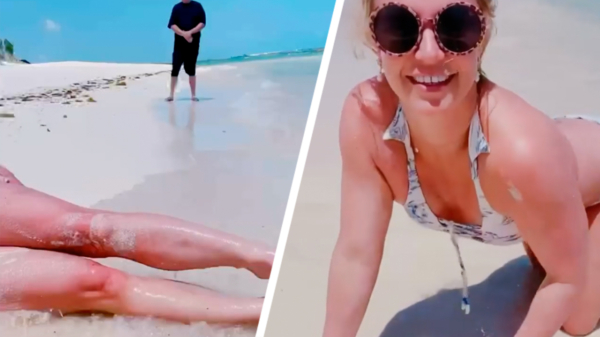 Britney zoekt weer eens de grenzen van Instagram op en krioelt over het strand
