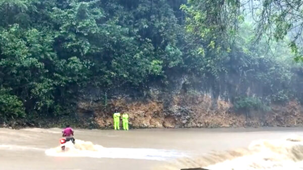 Wel eens een hersenatleet succesvol een wilde rivier zien oversteken?