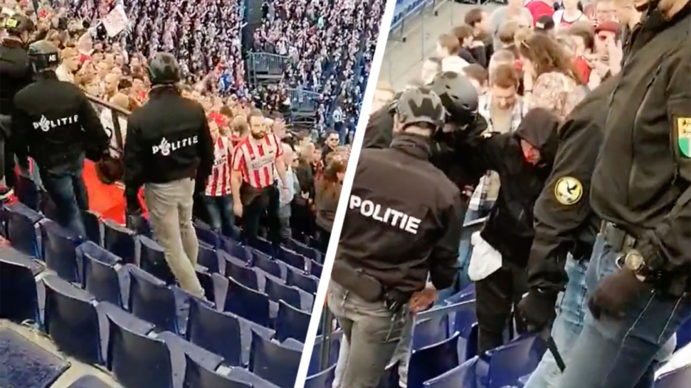 Rellen tijdens bekerfinale in De Kuip nadat gemaskerde fans het PSV-vak binnendringen