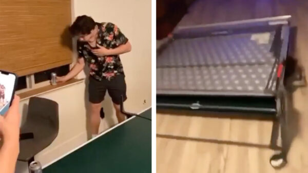 De epische tafeltennistafellanding op zaterdagavond is episch