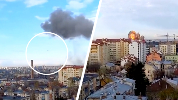 Nieuwe beelden van een raketaanval op de Oekraïense stad Lviv