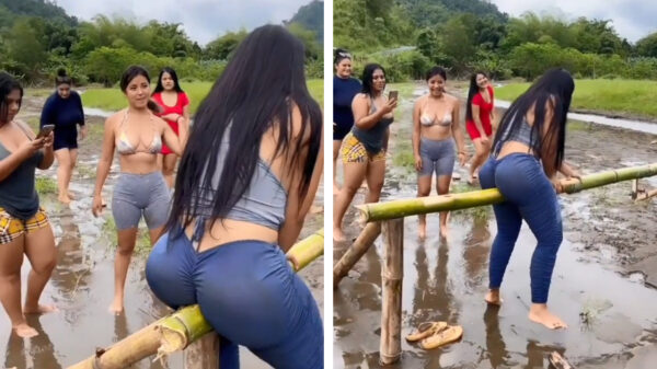 Latina zet haar geheime wapen in om naar de overkant te komen