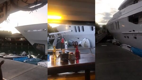 Luxe megajacht ramt haven in de Australische kustplaats Cairns