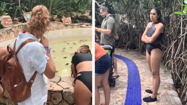 Vriendin betrapt Miguel als hij in dierentuin van de wonderen der natuur geniet