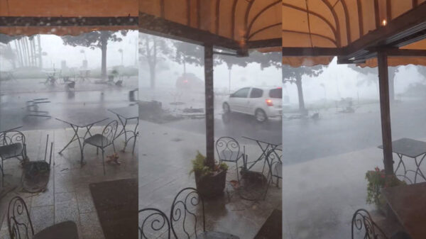 Rondvliegend meubilair door noodweer in het noorden van Italië