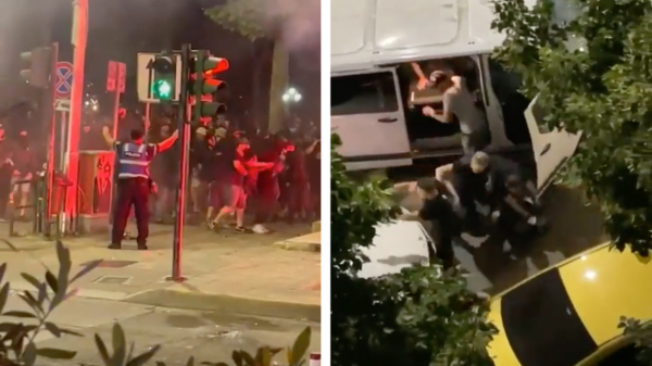 Bizarre beelden uit Tirana; gevechten breken uit tussen Feyenoord- en Roma-fans, meerdere gewonden