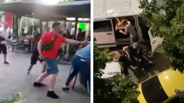 Bizarre beelden uit Tirana; gevechten breken uit tussen Feyenoord- en Roma-fans, meerdere gewonden