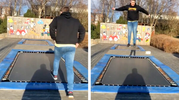 Als je net iets te zware maatje zijn trucje op de trampoline laat zien