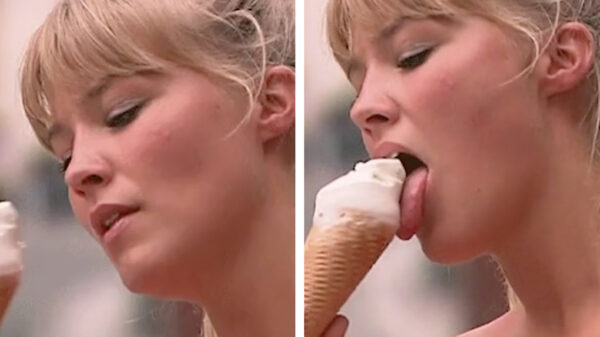 Geraldine Kemper die meer dan 4 minuten aan een ijsje likt, omdat het kan