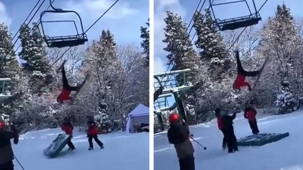 Bedankt voor niets: omstanders 'redden' man die uit een skilift valt