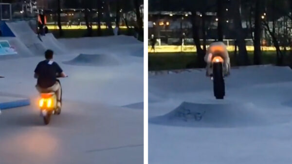 Scooterbink pakt ff een rondje skatepark, gewoon omdat het kan