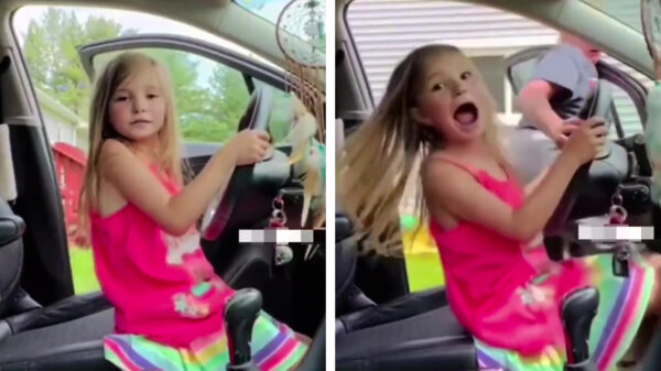 Kind laat iedereen wel even zien dat ze prima kan autorijden