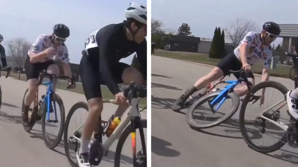 Wielrenner mag tot twee keer toe blij zijn dat hij een helm draagt