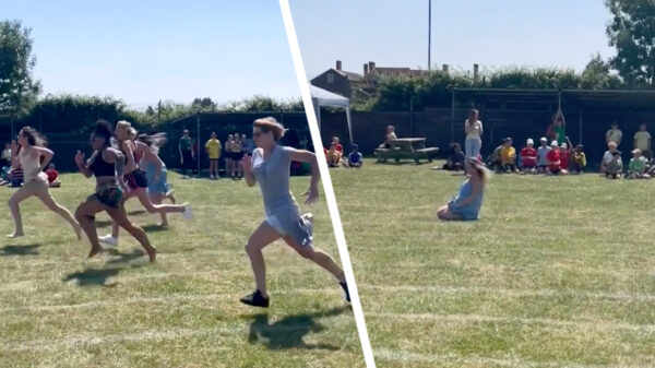 Mama faceplant tijdens hardloopwedstrijd en moont en passant de hele school