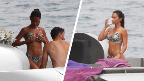 Vraag van de dag: wat doet de vrouw van Lionel Messi hier op dit luxe jacht voor de kust van Ibiza?