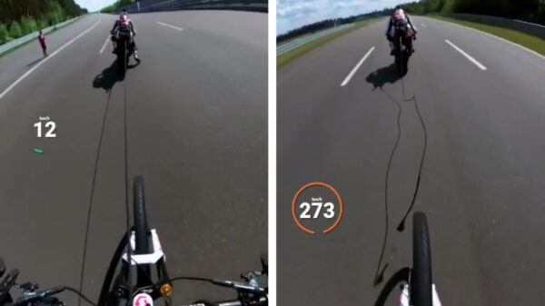 Idioot met doodswens jakkert met 273 kilometer per uur op zijn fiets